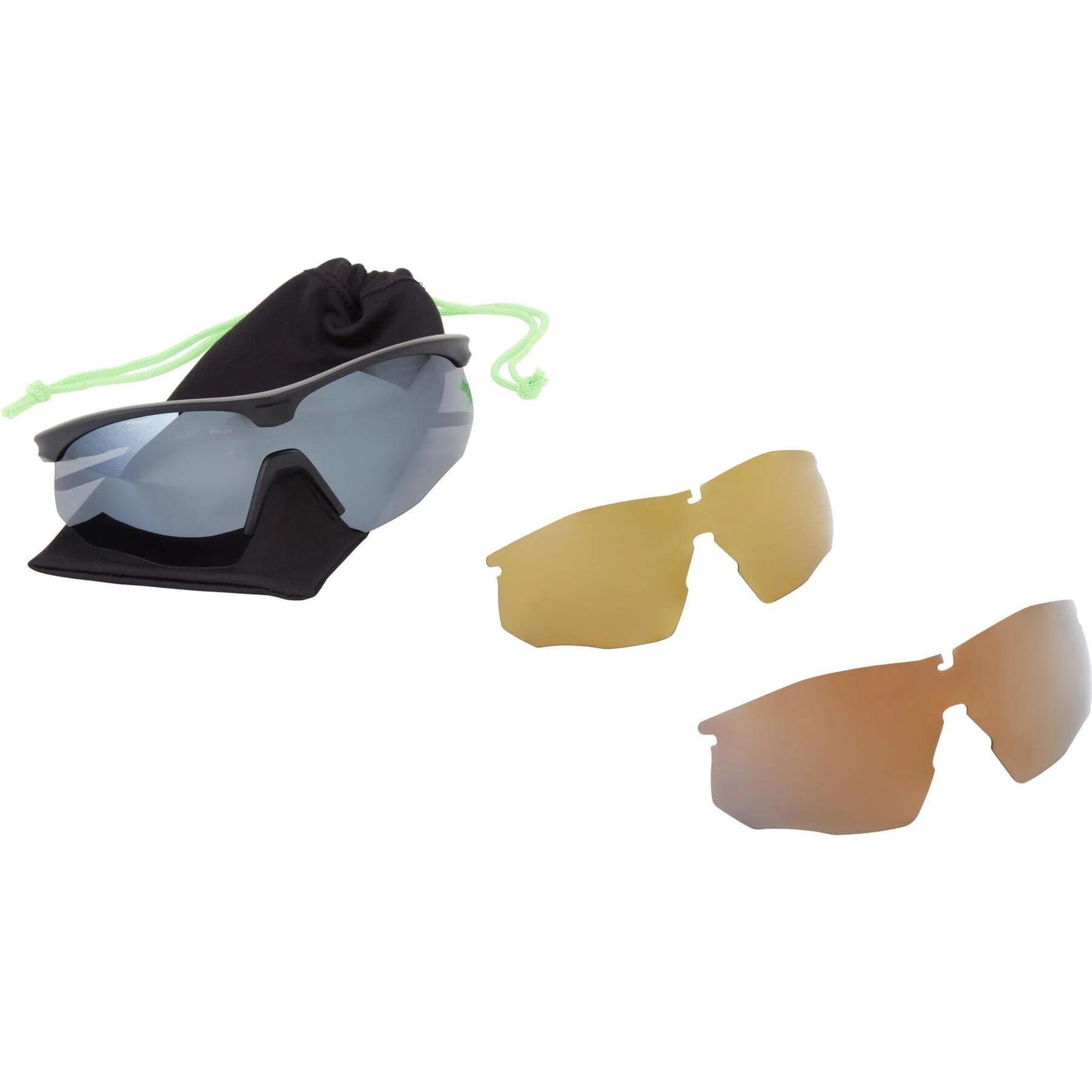 Madison Eyewear Shields Matt Black Sunglasses 3 Polarised Lens Pack Silver Bronze Yellow