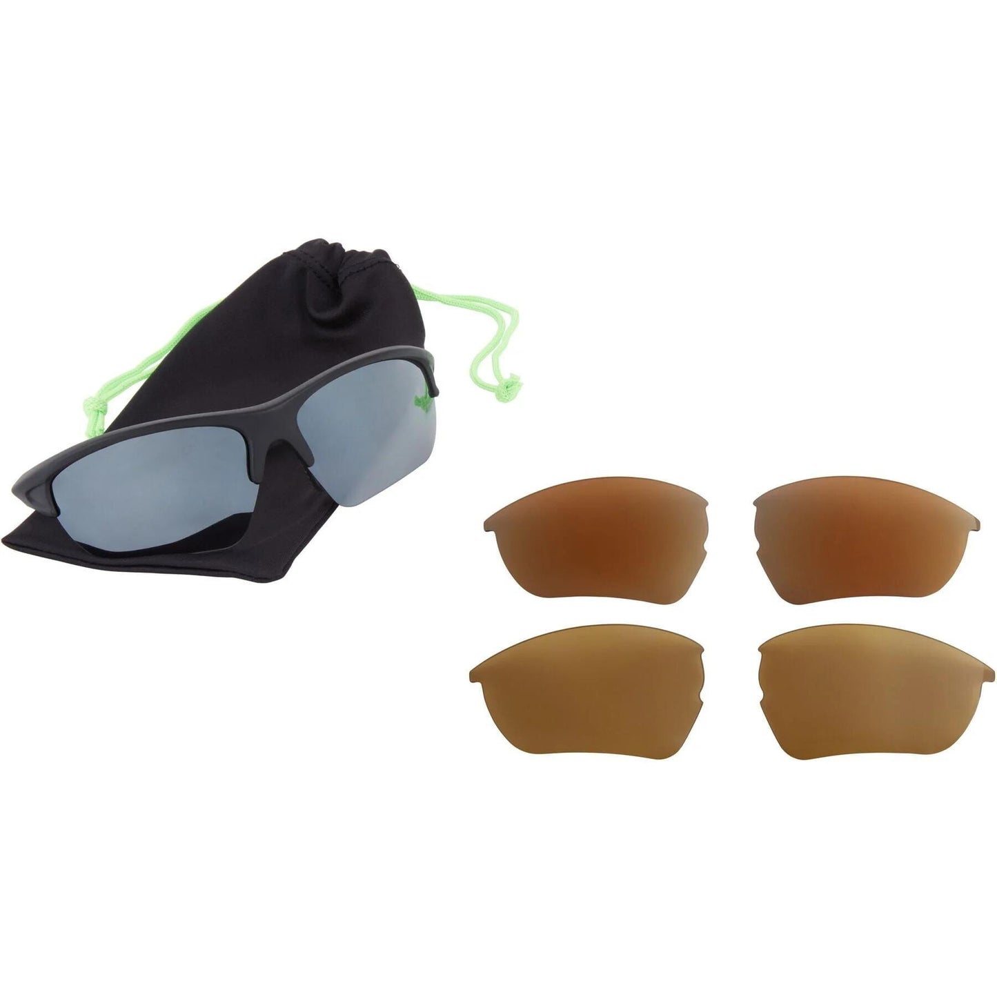 Madison Eyewear Mission Matt Black Sunglasses 3 Polarised Lens - Silver Bronze Yellow