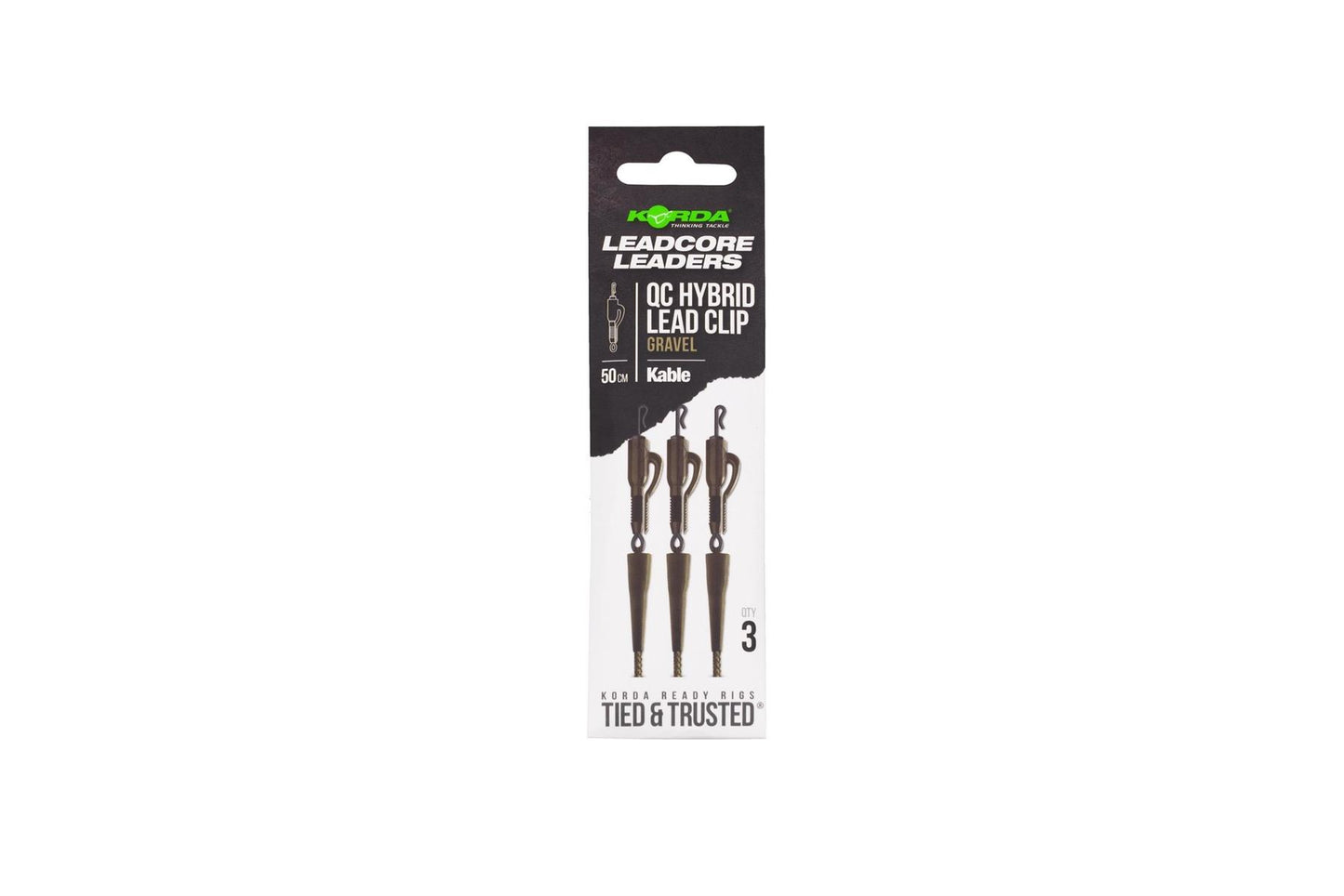 Korda Kable Leadcore Leader Hybrid Lead Clip QC Swivel 50cm