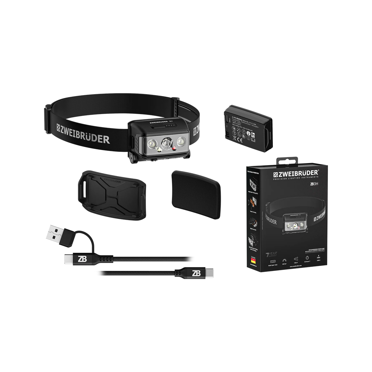 Zweibruder ZB3H Headlamp 600 Lumen