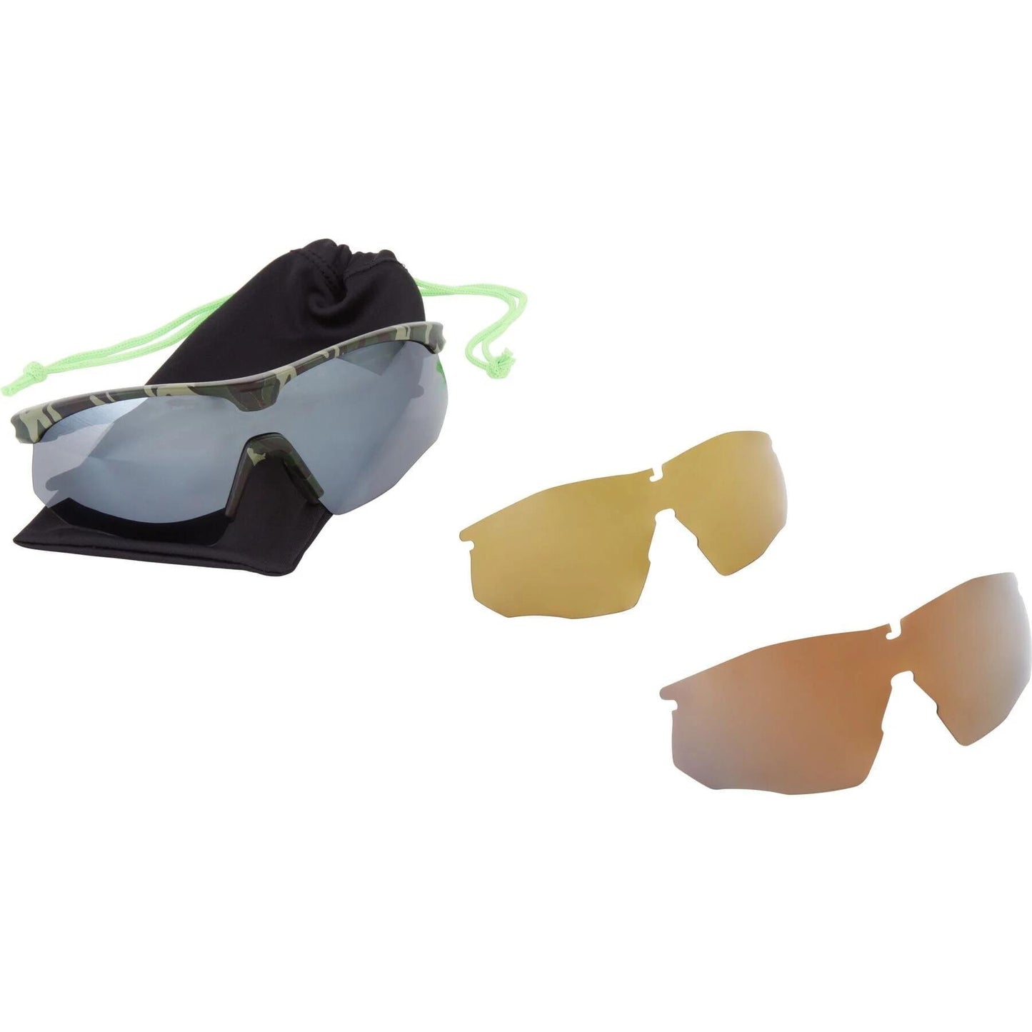 Madison Eyewear Shields Camo Sunglasses 3 Polarised Lens Pack - Silver Bronze Yellow