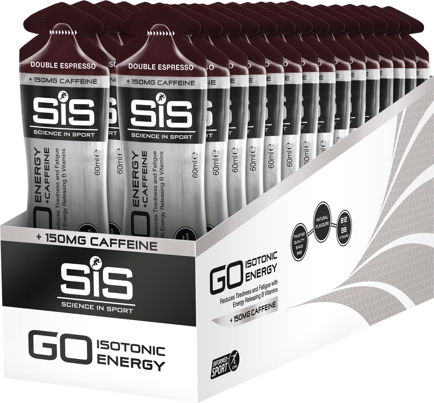 Science In Sport GO Energy + Caffeine Gel Double Expresso 60 ml Tube - Box of 30