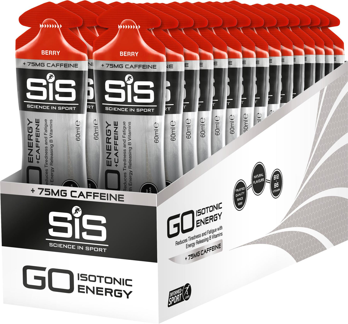 Science In Sport GO Energy + Caffeine Gel Berry 60 ml Tube - Box of 30