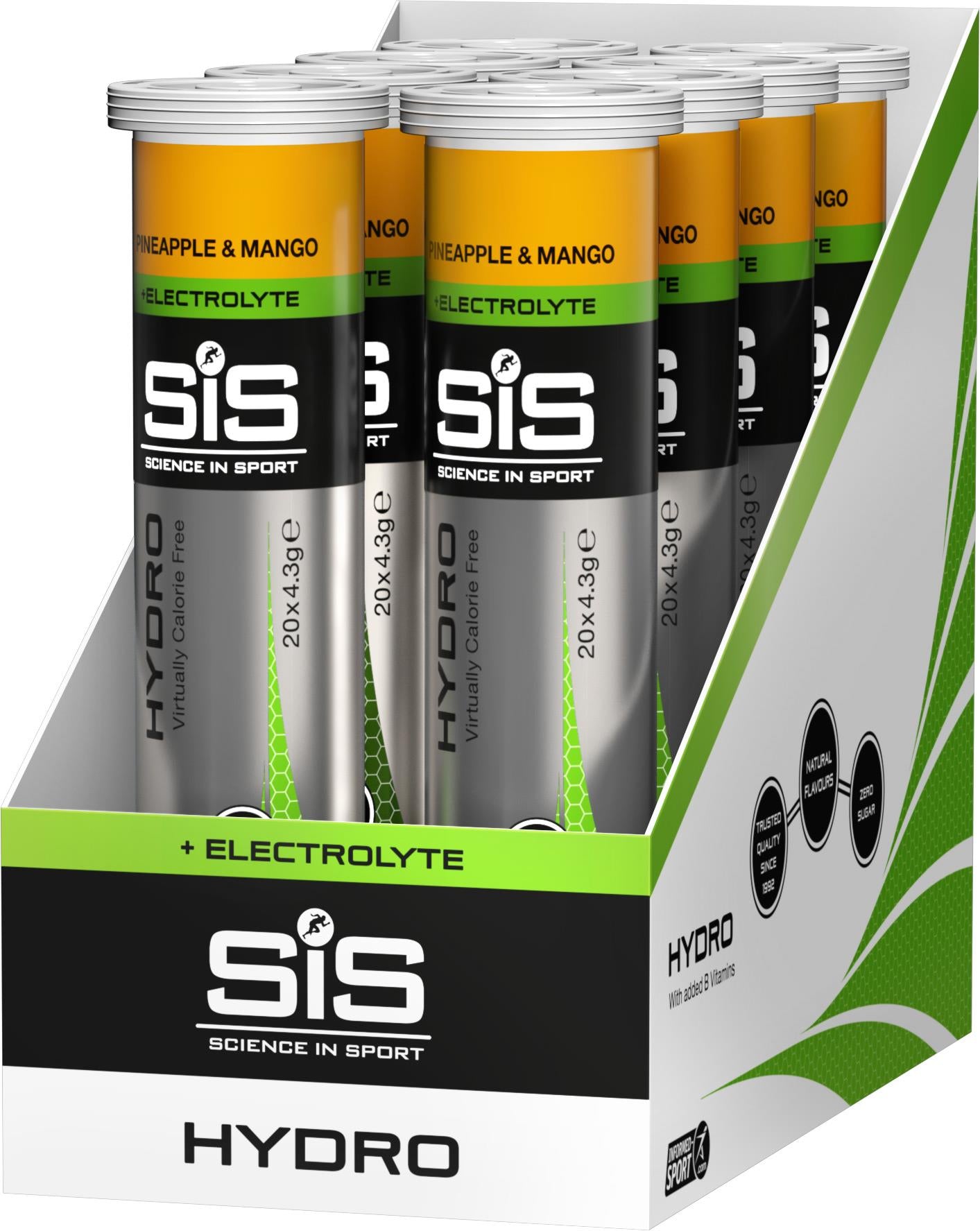 Science In Sport GO Hydro Tablet Pineapple and Mango Tube - 20 Tablets Per Tube 8 Tubes
