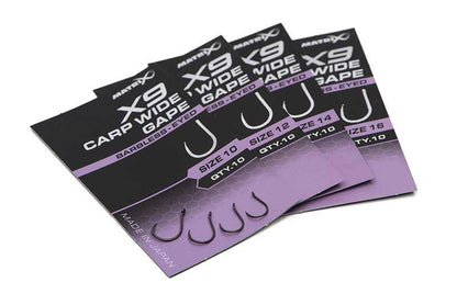 Matrix X9 Carp Wide Gape Hook - Eyed Barbless