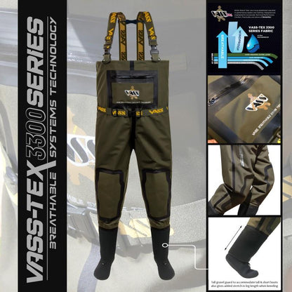 Vass 3300 Heavy Duty Breathable Chest Wader - Stocking Neoprene Foot Edition