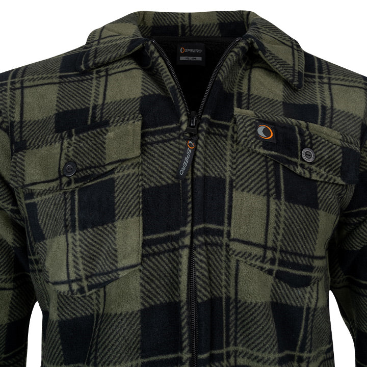 Speero Sherpa Fleece Lined Shirt Green