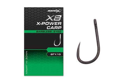 Matrix X8 X-Power Carp Hook - Eyed Barbless