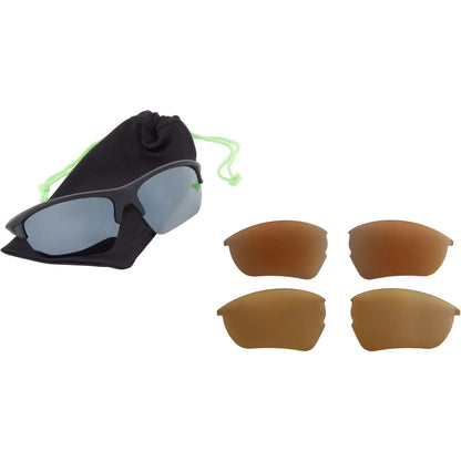Madison Eyewear Mission Matt Black Sunglasses 3 Polarised Lens - Silver Bronze Yellow