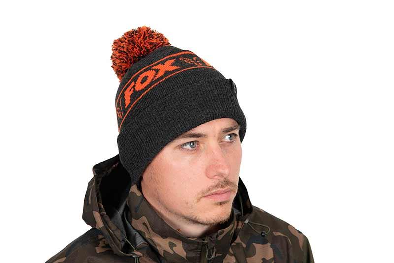 Fox Collection Bobble Hat Black & Orange