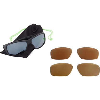 Madison Eyewear Target Matt Black Sunglasses 3 Polarised Lens - Silver Bronze Yellow