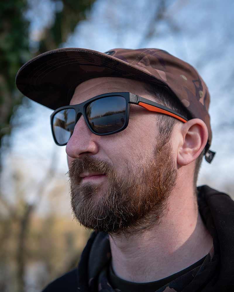 Fox Collection Black Orange Shades - Grey Lens