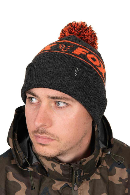Fox Collection Bobble Hat Black & Orange