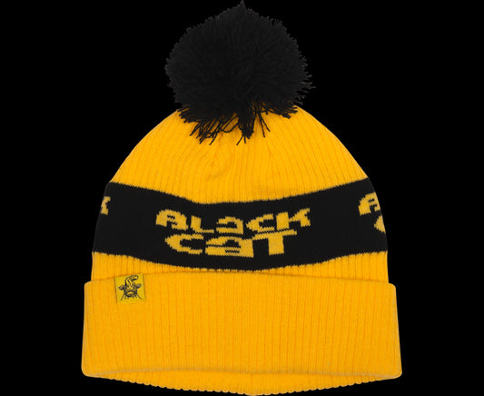 Black Cat Yellow Bobble Hat