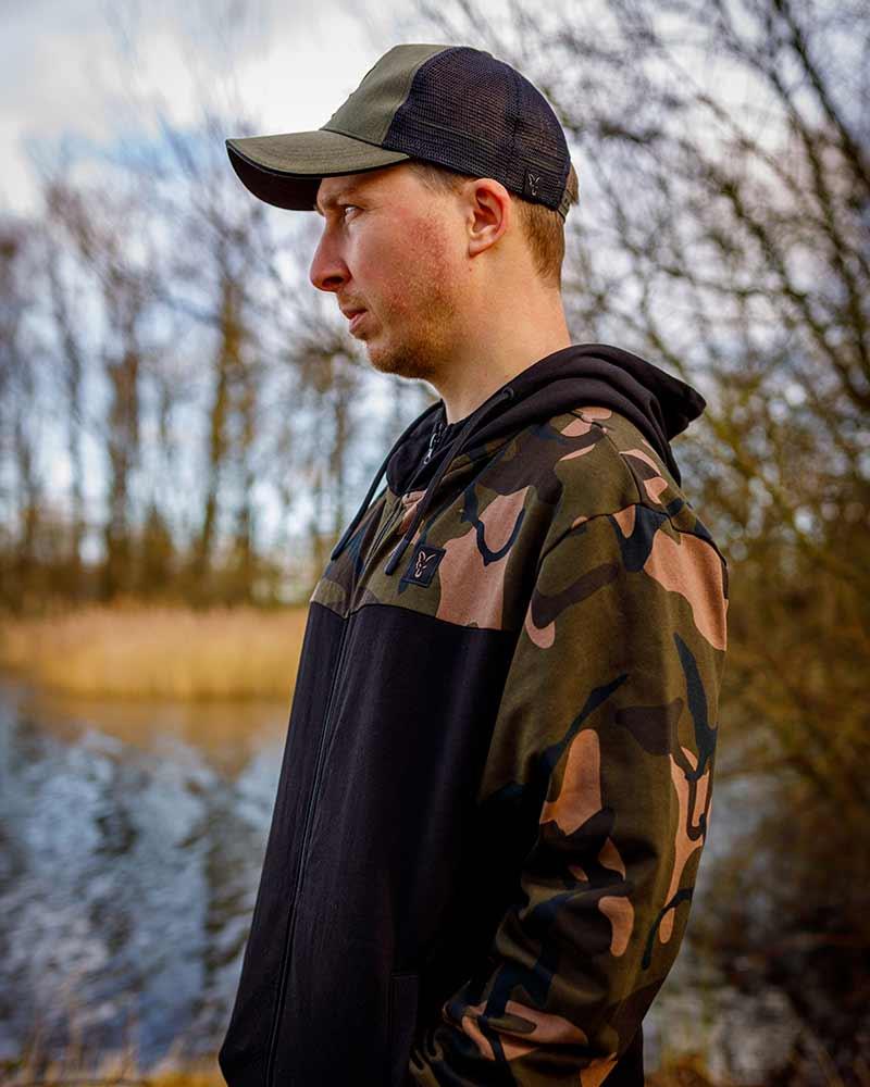 Fox LW Black / Camo Split Zip Hoody