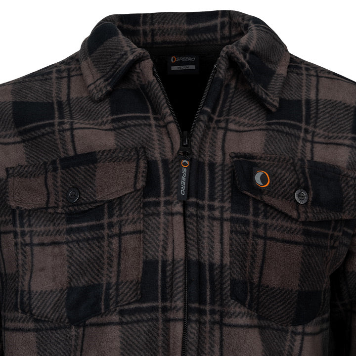 Speero Sherpa Fleece Lined Shirt Brown