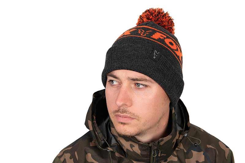 Fox Collection Bobble Hat Black & Orange