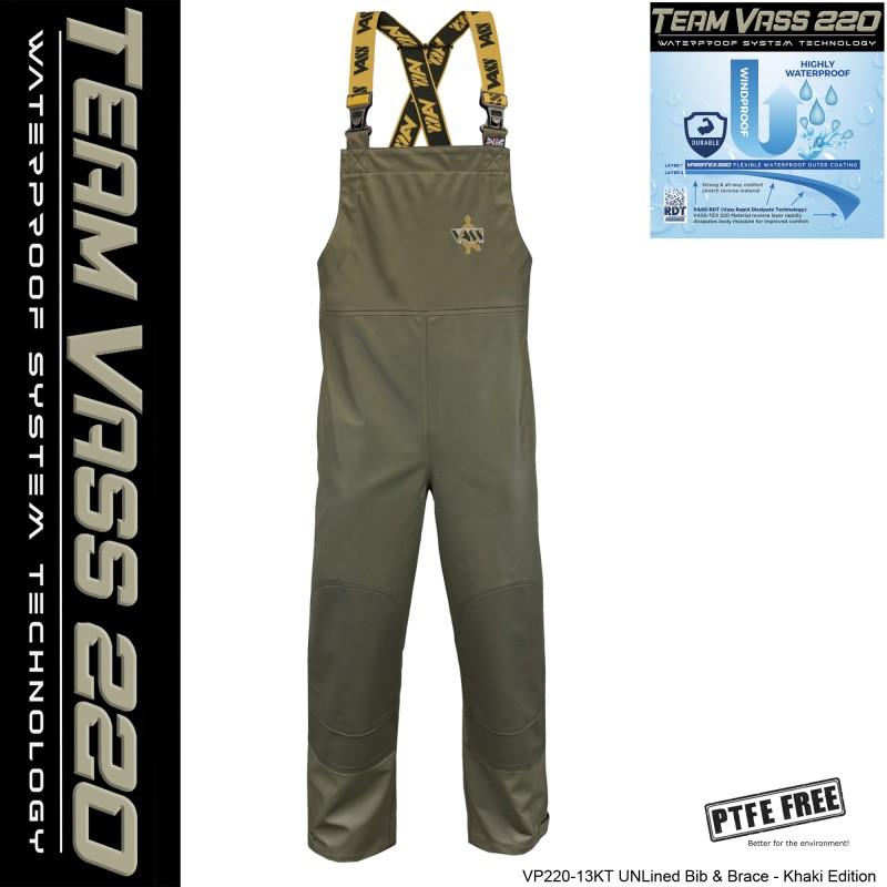 Vass 220 Unlined Bib & Brace Waterproof Khaki Edition
