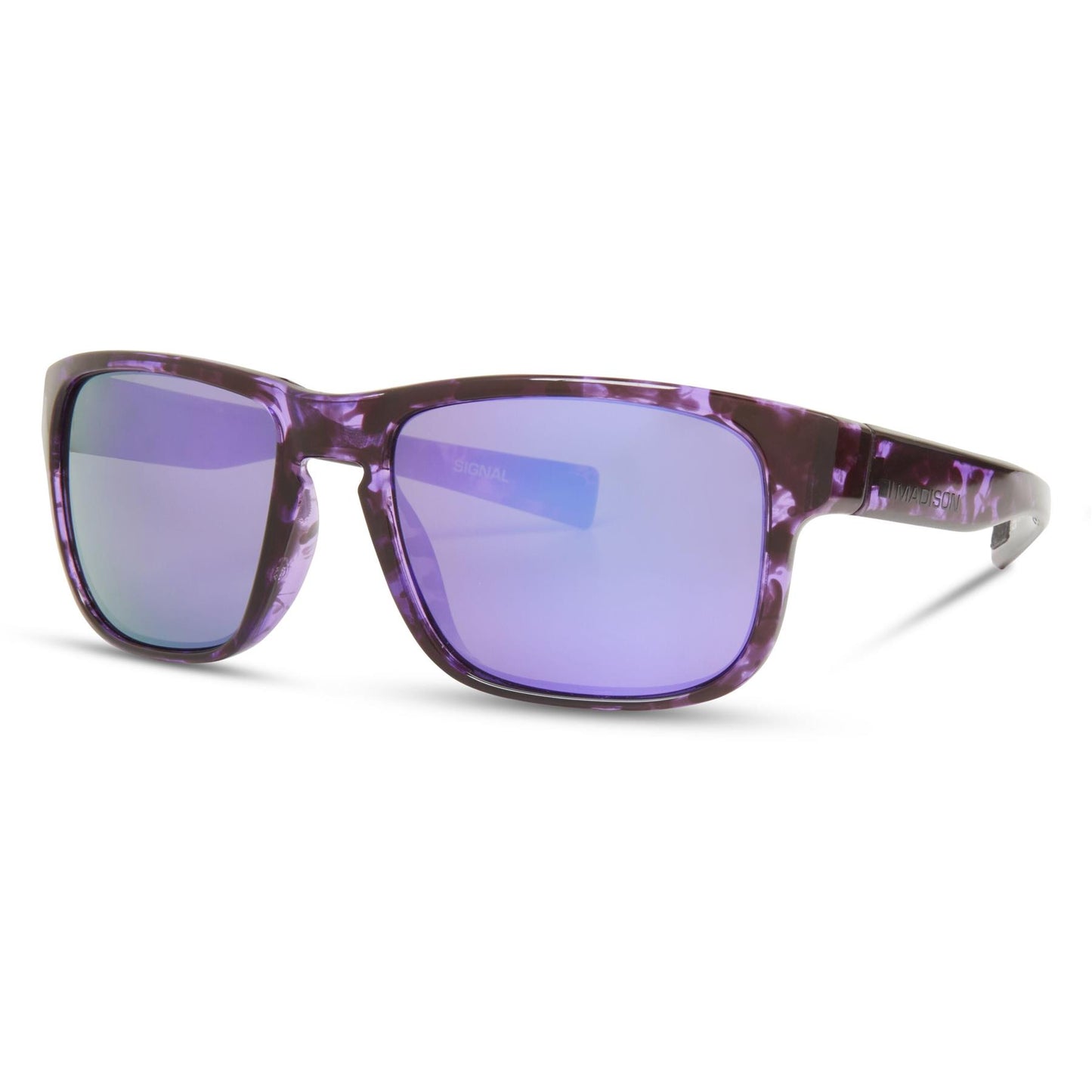 Madison Signal Crystal Tortoise Shell Sunglasses - Purple Mirror Lens
