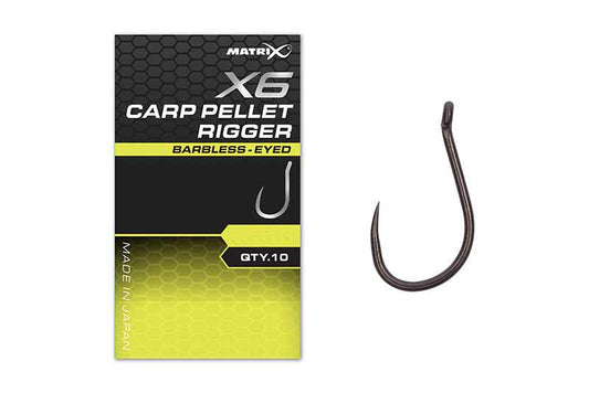 Matrix X6 Carp Pellet Rigger Hook - Eyed Barbless