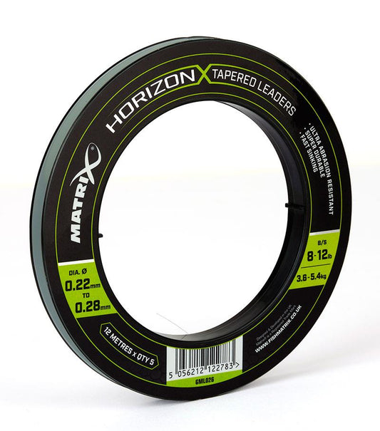 Fox Matrix Horizon X Tapered Shock Leader 8lb - 12lb (12m) x5