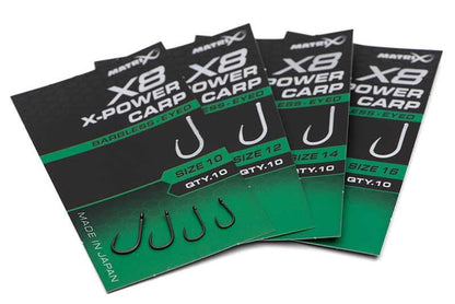 Matrix X8 X-Power Carp Hook - Eyed Barbless
