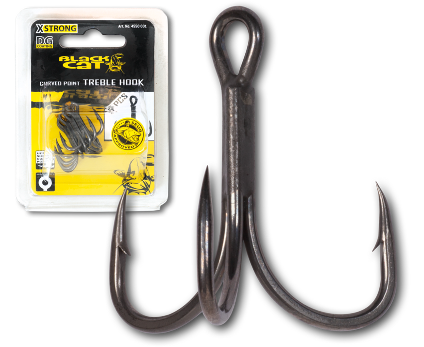 Black Cat Curved Point Treble Hook DG