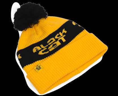 Black Cat Yellow Bobble Hat