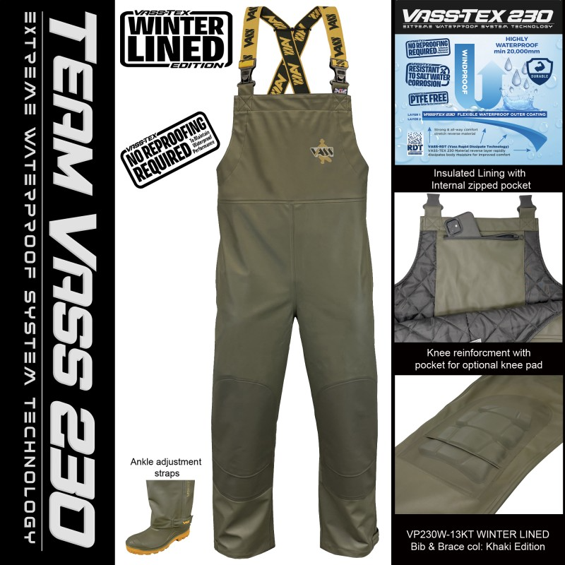 Team Vass 230 Winter Bib & Brace w/Knee Khaki