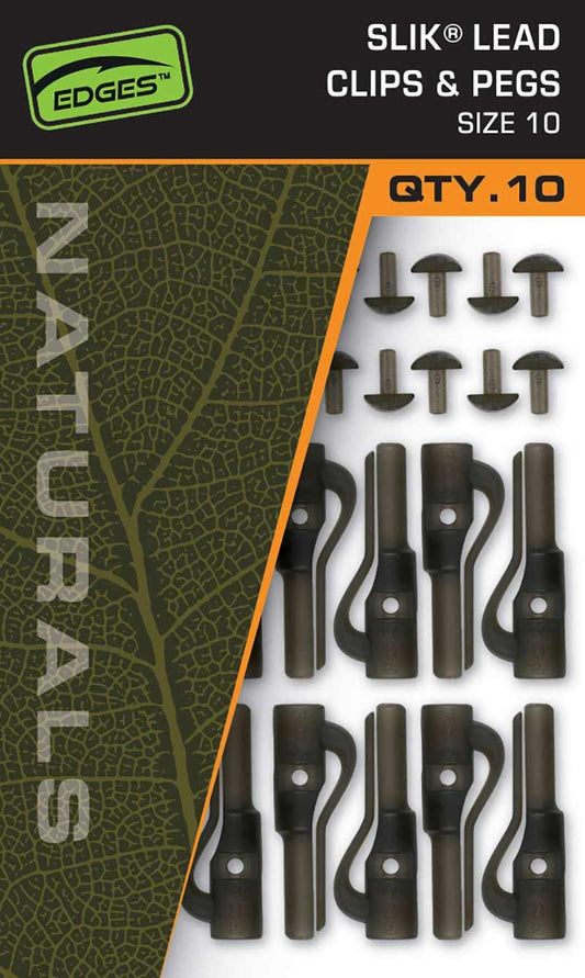 Fox Edges Naturals Slik Lead Clips & Pegs Size 10
