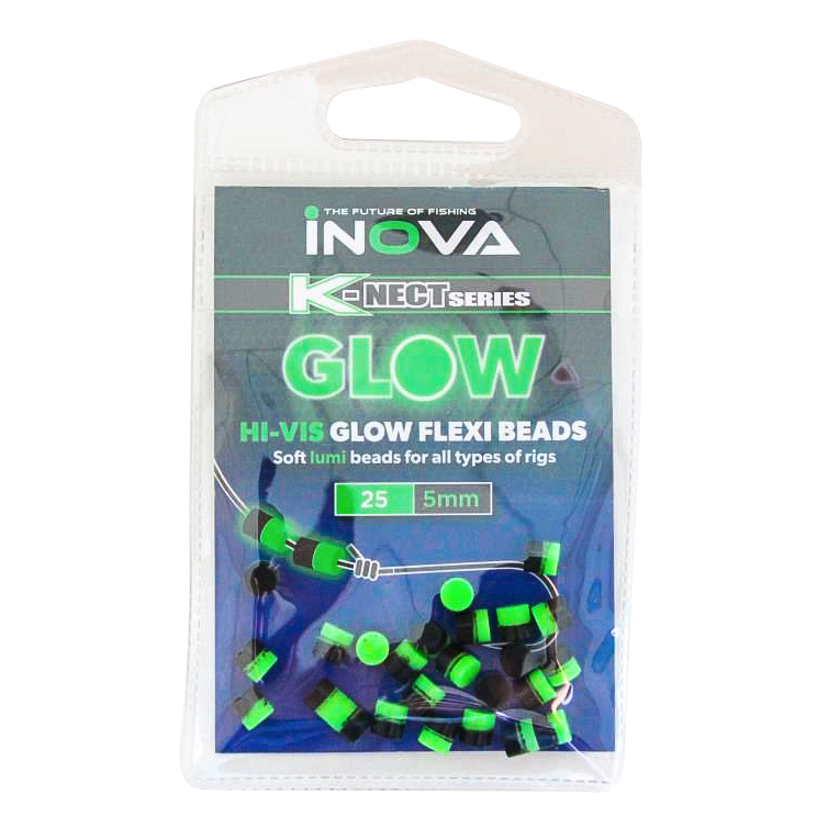 Inova Flexi Beads Hi-Vis Duo Glow Green-Black x25 5mm