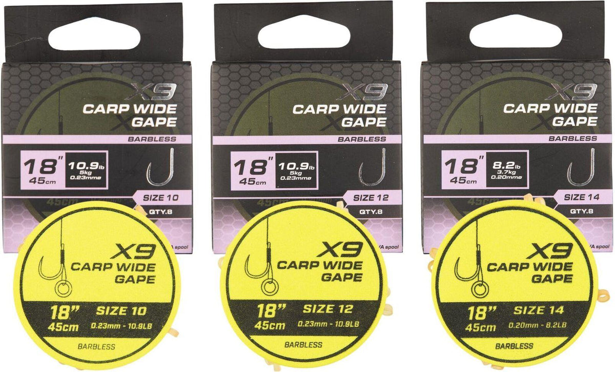 Matrix X9 Carp Wide Gape Band Rigs 45cm