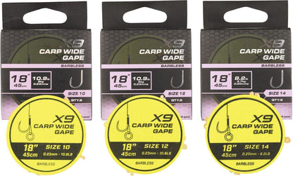 Matrix X9 Carp Wide Gape Band Rigs 45cm