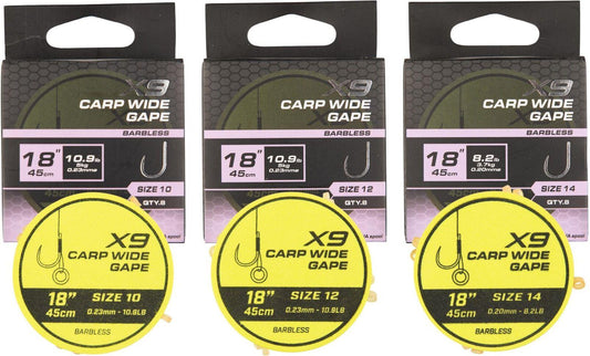 Matrix X9 Carp Wide Gape Band Rigs 45cm