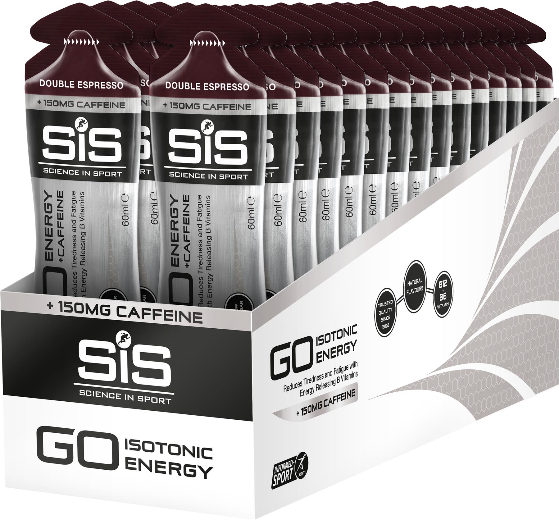 Science In Sport GO Energy + Caffeine Gel Double Expresso 60 ml Tube - Box of 30
