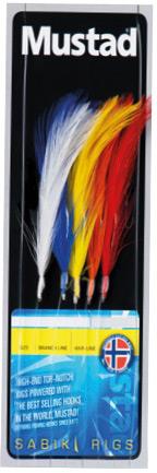 Mustad 5 Hook Multi Colour Feathers H3/0 HL50lb